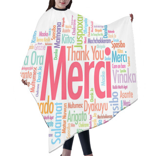 Personality  Merci (Thank You In French) Word Cloud In Different Languages Hair Cutting Cape