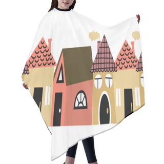 Personality  Doodle House Seamless Border Isolated. Cartoon Home. Vector Stock Illustration. EPS 10 Hair Cutting Cape