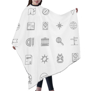 Personality  Geography Icons Set Hair Cutting Cape