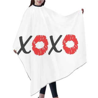 Personality  XOXO - Hugs And Kisses . Lip Kiss. Red Female Lips. Valentines Day. Vector Hair Cutting Cape