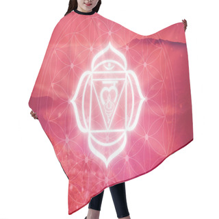 Personality  Muladhara Chakra Symbol On A Red Background. The First Chakra, Or The Root Chakra Hair Cutting Cape