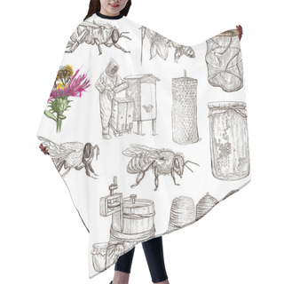 Personality  Bees, Beekeeping And Honey - Hand Drawn Illustrations Hair Cutting Cape