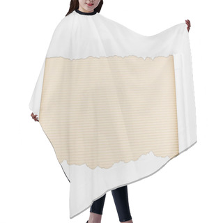 Personality  Ripped White Textured Paper With Curl Edges On Ivory Striped Background  Hair Cutting Cape