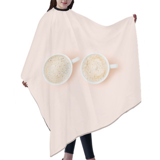 Personality  Set Of Coffee Cups Assortment On Pale Pink Background. Flat Lay, Top View Collection Hair Cutting Cape