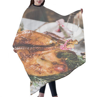 Personality  Roasted Turkey On Holiday Table  Hair Cutting Cape