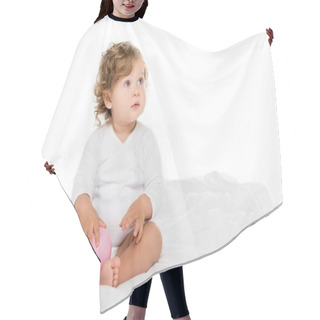 Personality  Toddler Girl With Ball Hair Cutting Cape