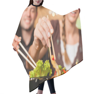Personality  Young People Eating In Thai Restaurant Hair Cutting Cape