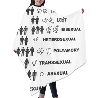 Personality  Sexual Orientation Symbols And Signs. Stick Figures With Text. Hair Cutting Cape