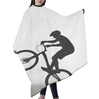 Personality  Silhouette Of Trial Biker Standing On Back Wheel On White Hair Cutting Cape