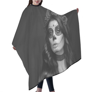 Personality  Portrait Of A Woman With Makeup Sugar Skull Hair Cutting Cape