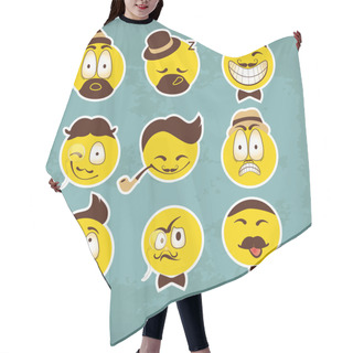 Personality  Funny Characters. Vector Set Hair Cutting Cape