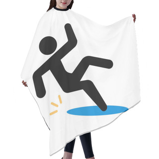 Personality  Person Slipping In Puddle. Editable Vector. Hair Cutting Cape