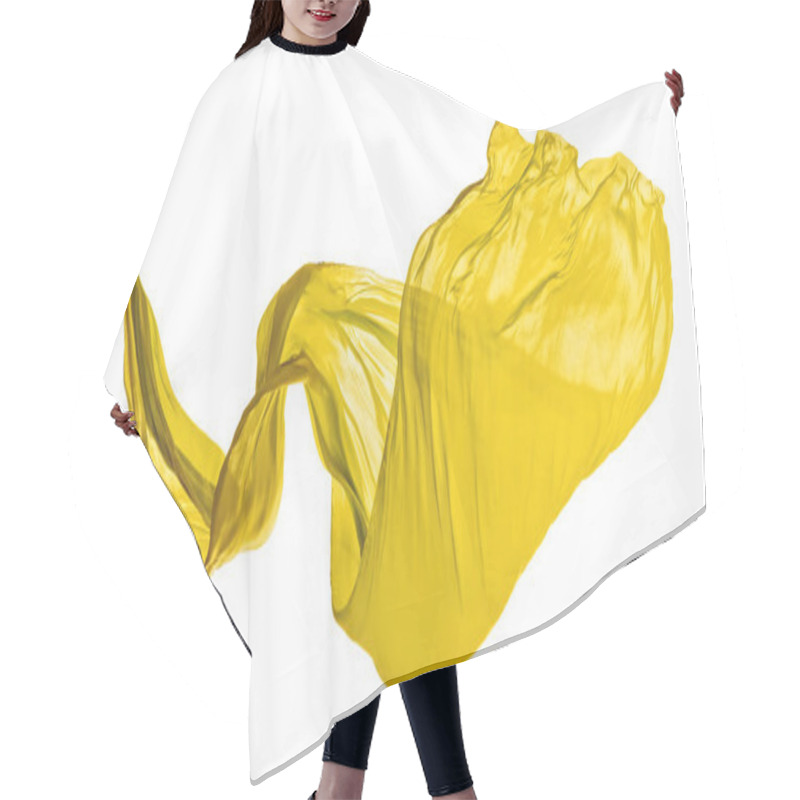 Personality  Smooth elegant yellow cloth on white background hair cutting cape