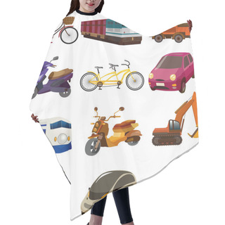 Personality  Set Of Transport Icons Hair Cutting Cape