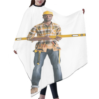 Personality  Construction Worker With Leveling Tool Hair Cutting Cape