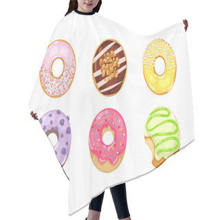 Personality  Donuts Vector Set. Hair Cutting Cape