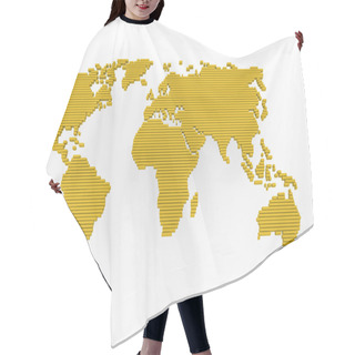 Personality  World Map Gold Yellow Hair Cutting Cape