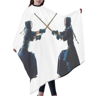 Personality  Kendo Martial Arts Fighters Silhouette Isolated White Bacground  Hair Cutting Cape
