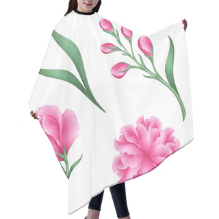 Personality  Pink Flowers Set Hair Cutting Cape