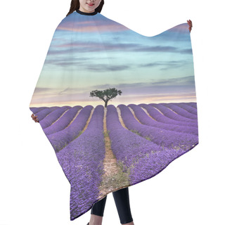 Personality  Lavender Field Summer Sunset With Tree On The Horizon Hair Cutting Cape