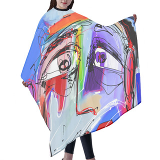 Personality  Abstract Digital Painting Of Human Face Hair Cutting Cape