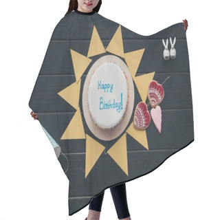 Personality  Triangular Paper Garland And Birthday Cake Hair Cutting Cape