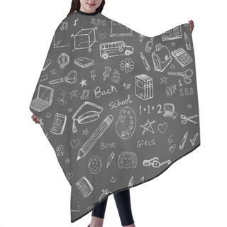 Personality  Back To School Doodles In Chalkboard Background Hair Cutting Cape