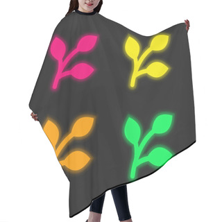 Personality  Branch Four Color Glowing Neon Vector Icon Hair Cutting Cape