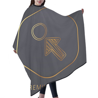 Personality  Arrow Pointing A Circle Sketch Golden Line Premium Logo Or Icon Hair Cutting Cape