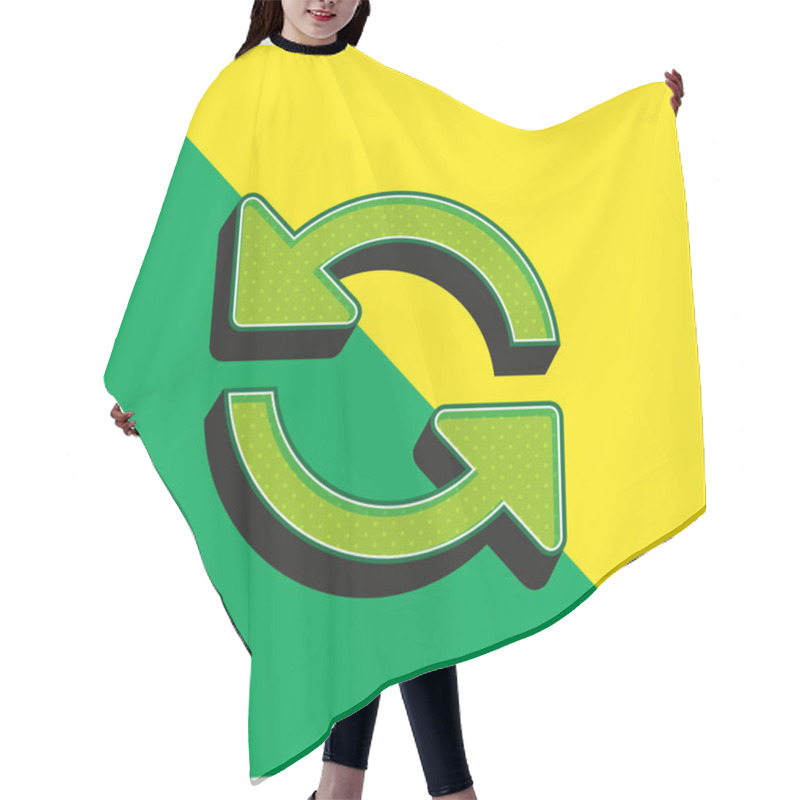 Personality  Arrows Couple Counterclockwise Rotating Symbol Green and yellow modern 3d vector icon logo hair cutting cape