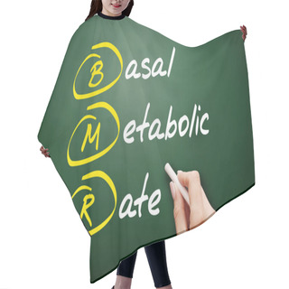 Personality  BMR - Basal Metabolic Rate Acronym, Concept On Blackboard Hair Cutting Cape