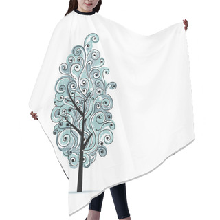 Personality  Abstract Wavy Blue Tree For Your Design Hair Cutting Cape