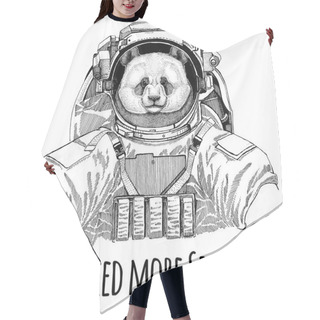 Personality  Panda Bear, Bamboo Bear Wearing Space Suit Wild Animal Astronaut Spaceman Galaxy Exploration Hand Drawn Illustration For T-shirt Hair Cutting Cape