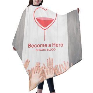 Personality  Blood Donation Against Wooden Planks Hair Cutting Cape