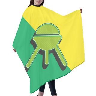 Personality  Barbecue Green And Yellow Modern 3d Vector Icon Logo Hair Cutting Cape