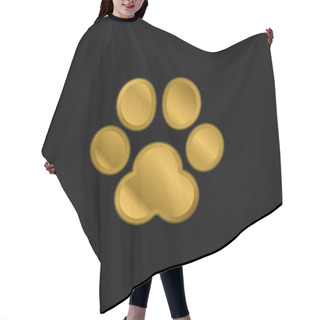 Personality  Animal Track Gold Plated Metalic Icon Or Logo Vector Hair Cutting Cape