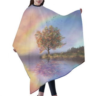 Personality  Fantastic Landscape With Rainbow Hair Cutting Cape
