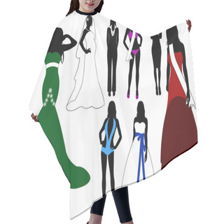 Personality  Illustration Of Women Silhouette Hair Cutting Cape