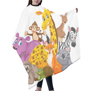 Personality  Different Types Of Wild Animals On White Background Hair Cutting Cape