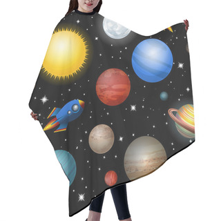 Personality  Seamless Pattern With Planets And Rockets Hair Cutting Cape
