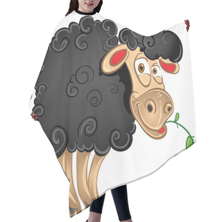 Personality  Black Sheep With Blade Of Grass. Raster Hair Cutting Cape