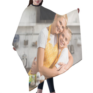 Personality  Happy Grandmother And Granddaughter In Aprons Hugging And Smiling At Camera While Cooking Together  Hair Cutting Cape