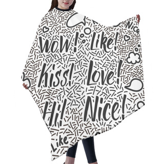 Personality  Line-art Hand-drawn Doodle Set With Modern Calligraphy Words Kis Hair Cutting Cape
