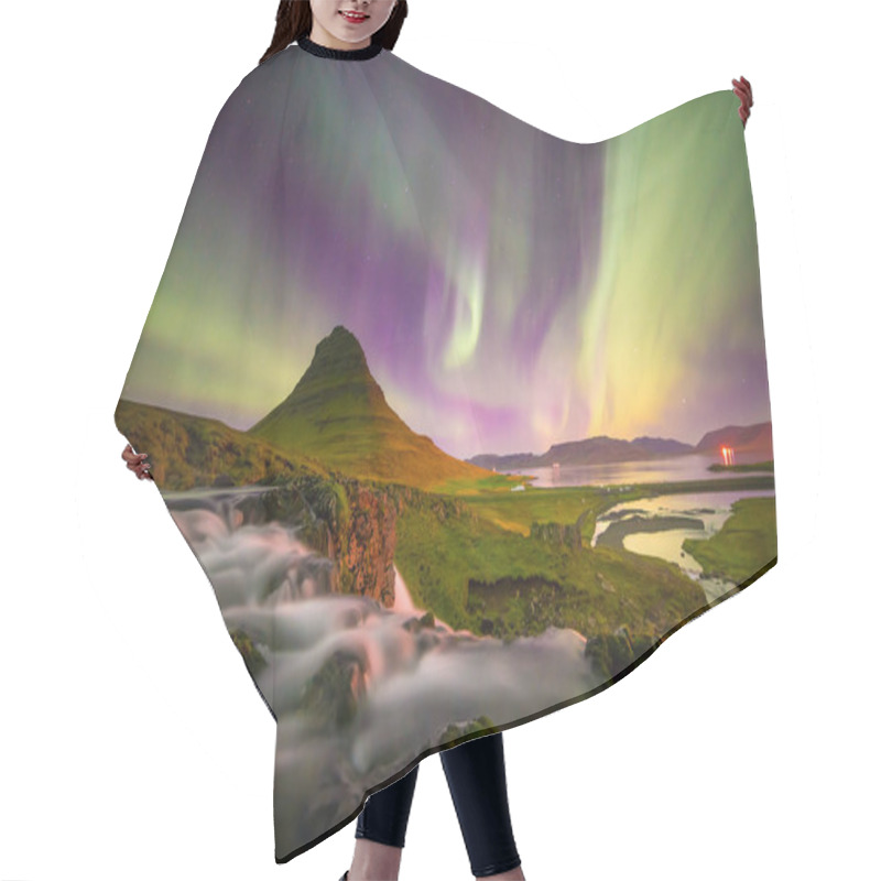 Personality  Northern Light Over Kirkjufell Mountain In Iceland Hair Cutting Cape