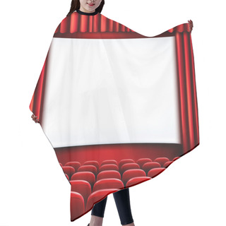 Personality  Rows Of Red Cinema Or Theater Seats In Front Of White Blank Scre Hair Cutting Cape