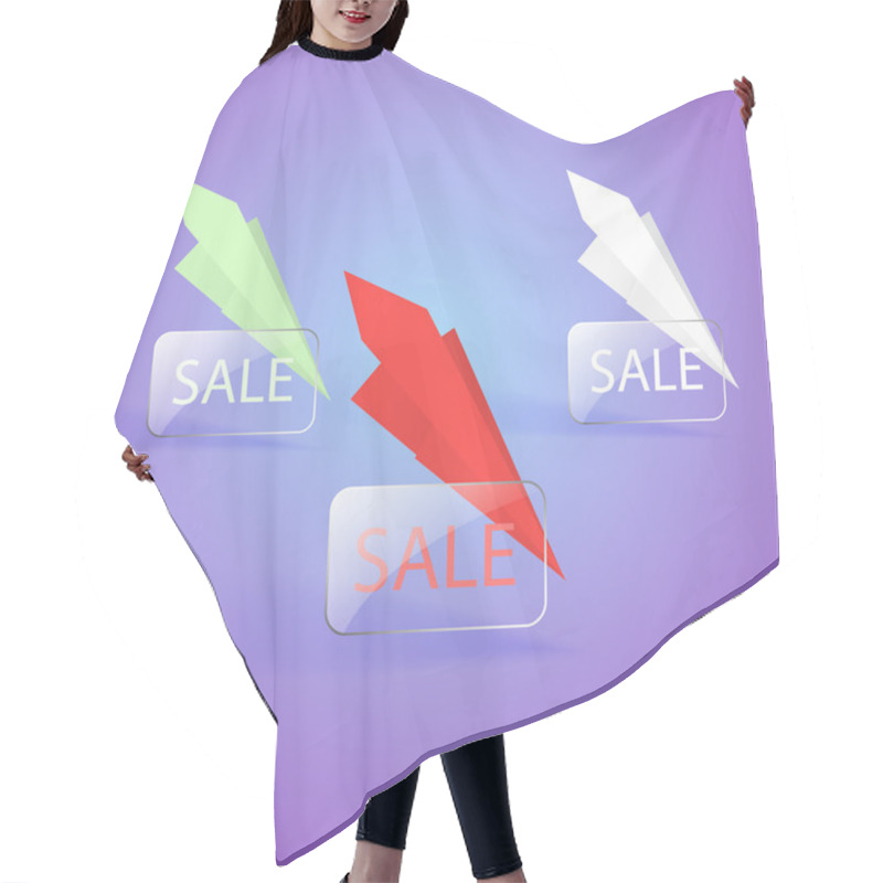Personality  Sale banner designs with paper planes. Vector hair cutting cape