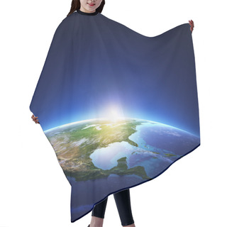 Personality  Earth Sunrise North America With Light Clouds Hair Cutting Cape