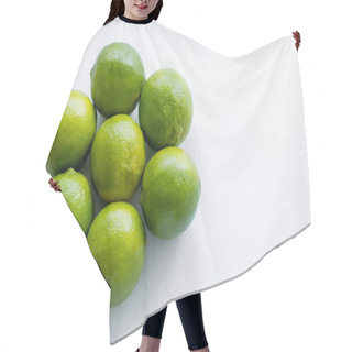 Personality  Top View Of Round Limes On White Background  Hair Cutting Cape