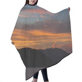 Personality  Dark Hills Silhouette Under Sunset Sky Hair Cutting Cape
