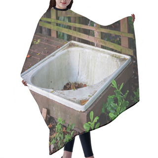Personality  An Old Bathtub Left Abandoned And Dirty In An Outdoor Garden, Surrounded By Weeds Hair Cutting Cape